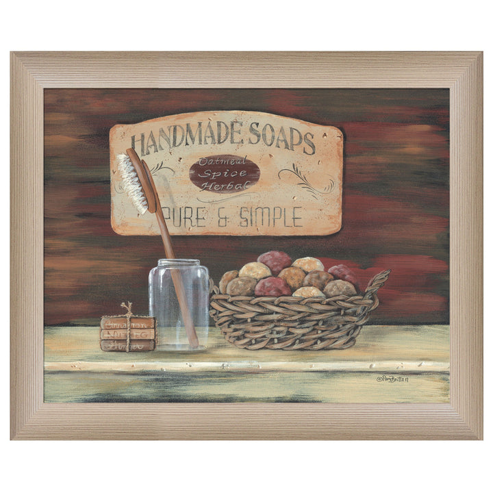 HANDMADE SOAPS 2 Brown Framed Print Bathroom Wall Art