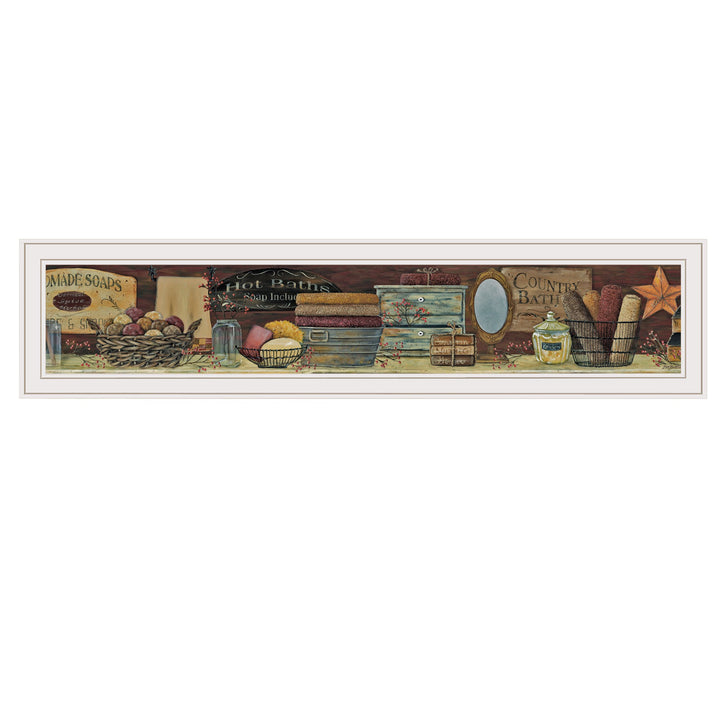 Country Bath Shelf 2 White Framed Print Bathroom Wall Art