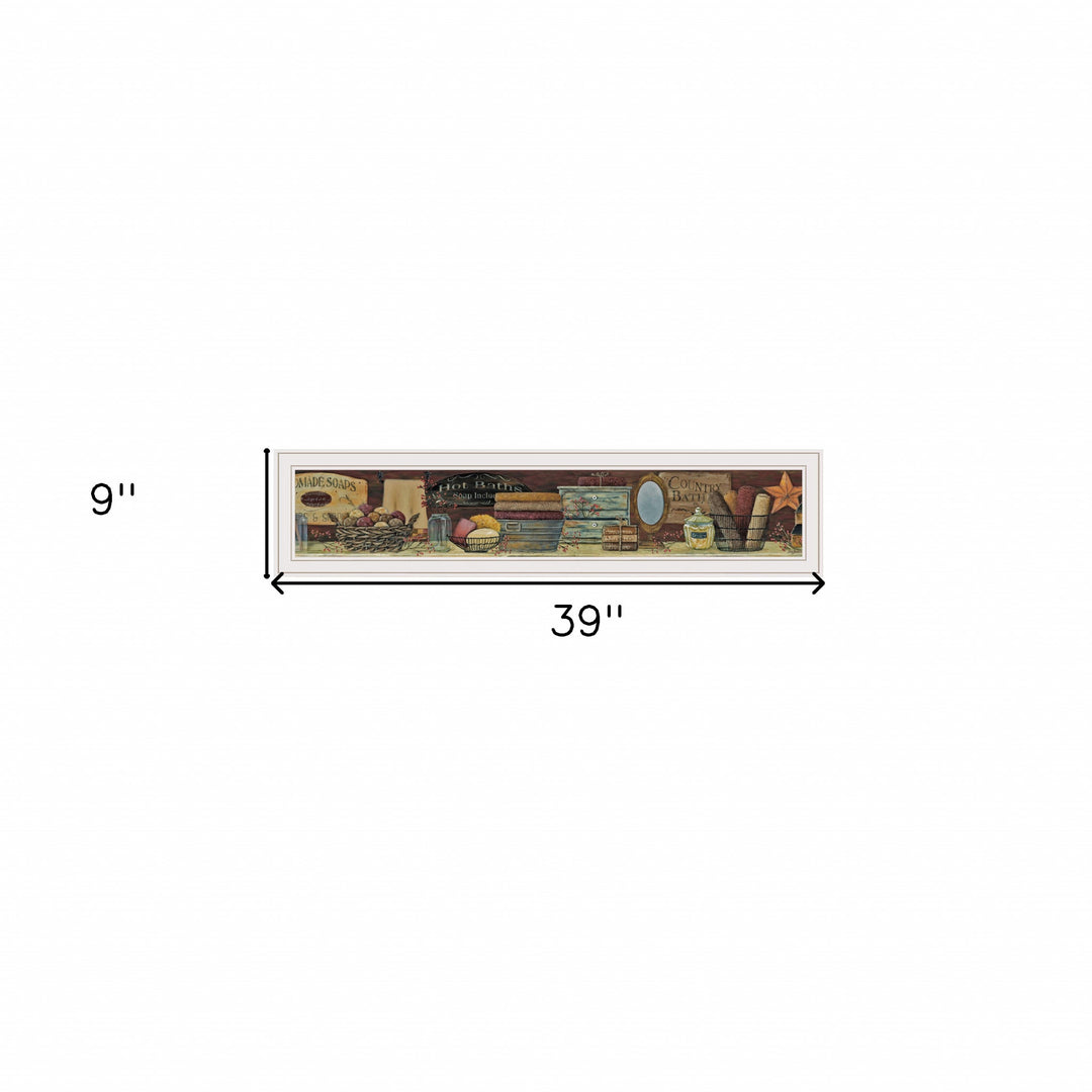 Country Bath Shelf 2 White Framed Print Bathroom Wall Art