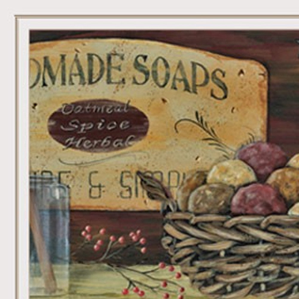 Country Bath Shelf 2 White Framed Print Bathroom Wall Art