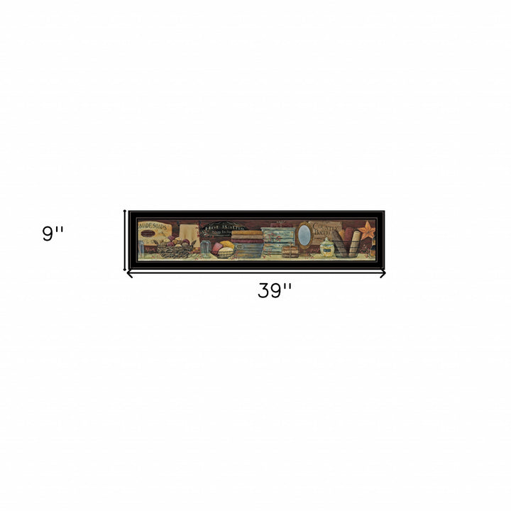 Country Bath Shelf 3 Black Framed Print Bathroom Wall Art