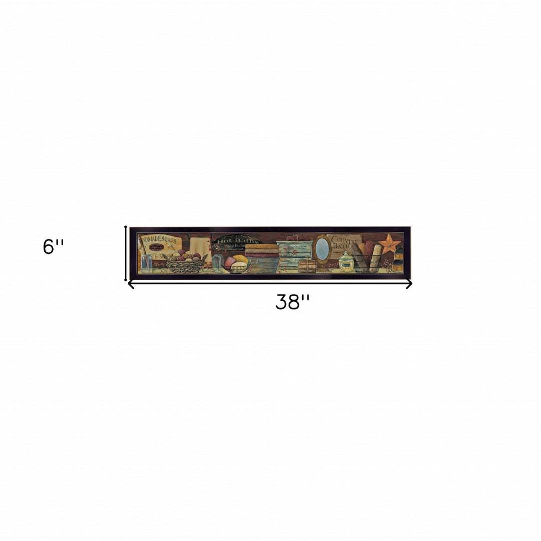 Country Bath Shelf 4 Black Framed Print Bathroom Wall Art