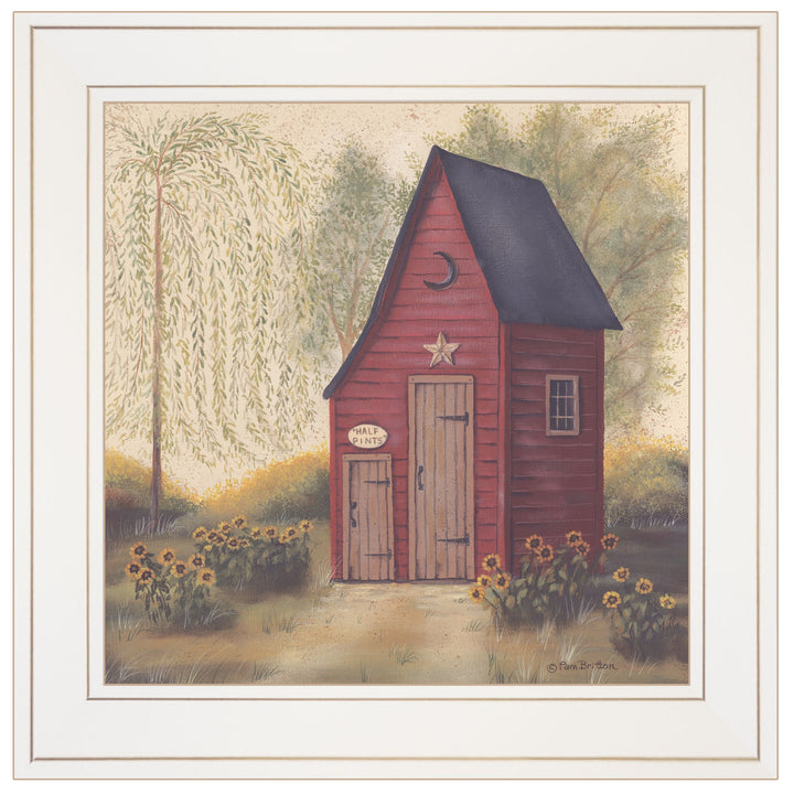 Folk Art Outhouse II 1 White Framed Print Bathroom Wall Art