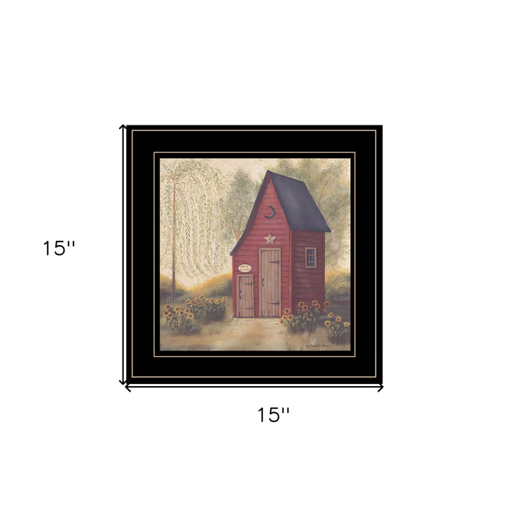 Folk Art Outhouse II 2 Black Framed Print Bathroom Wall Art