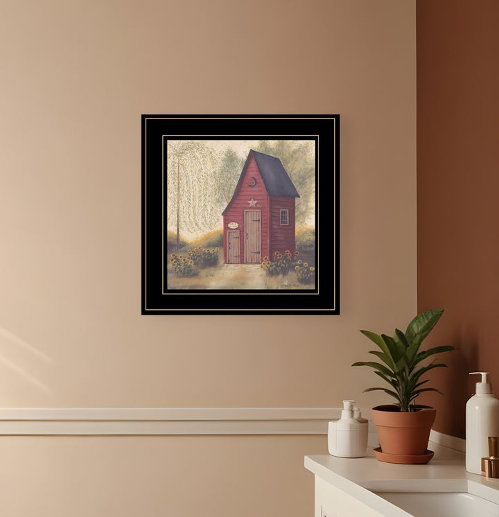 Folk Art Outhouse II 2 Black Framed Print Bathroom Wall Art