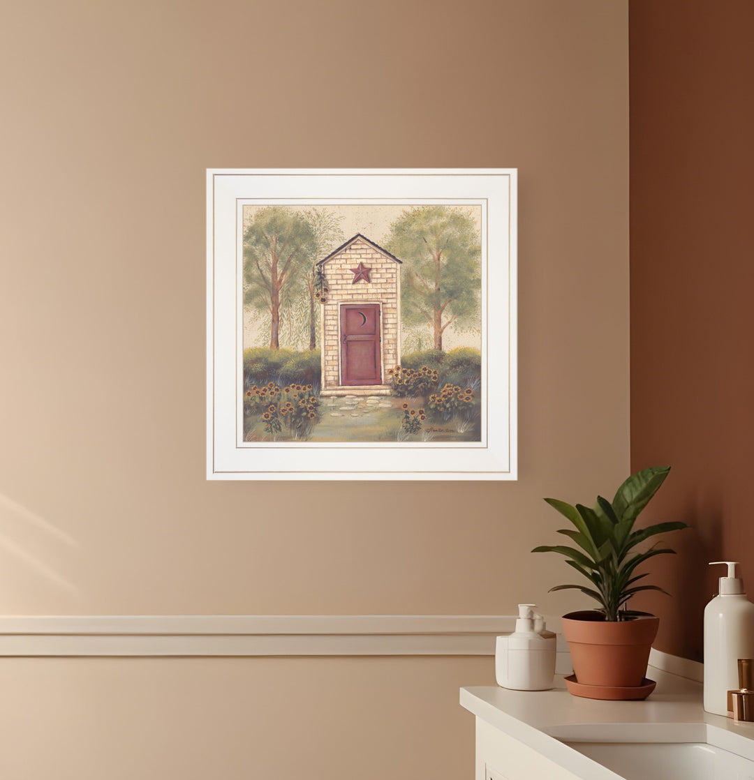 Folk Art Outhouse III 1 White Framed Print Wall Art