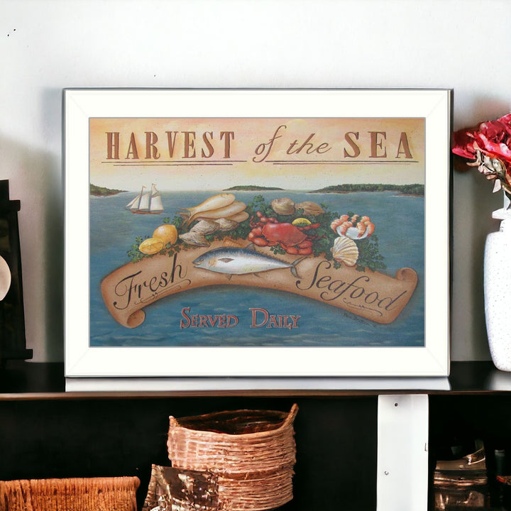 Sea Harvest White Framed Print Kitchen Wall Art