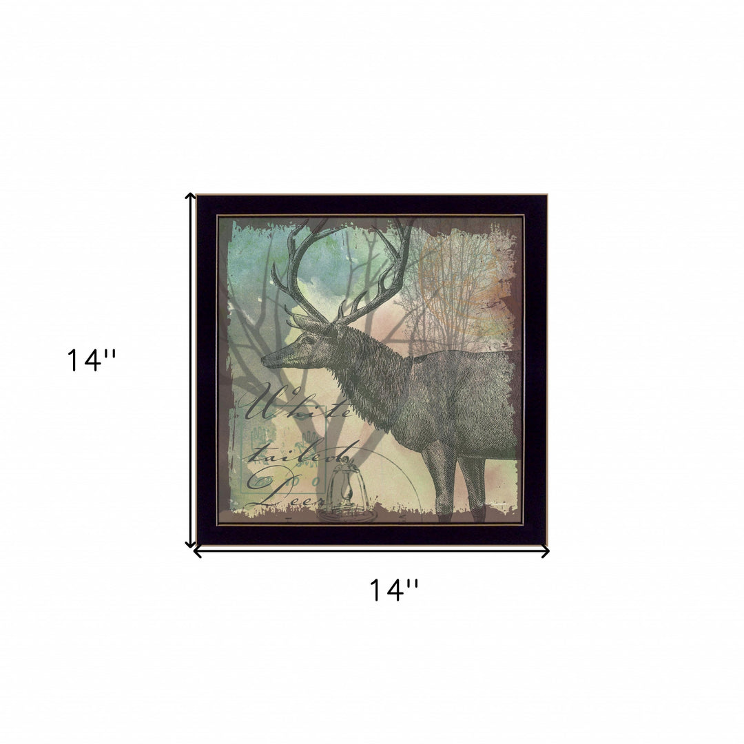 Deer Black Framed Print Wall Art