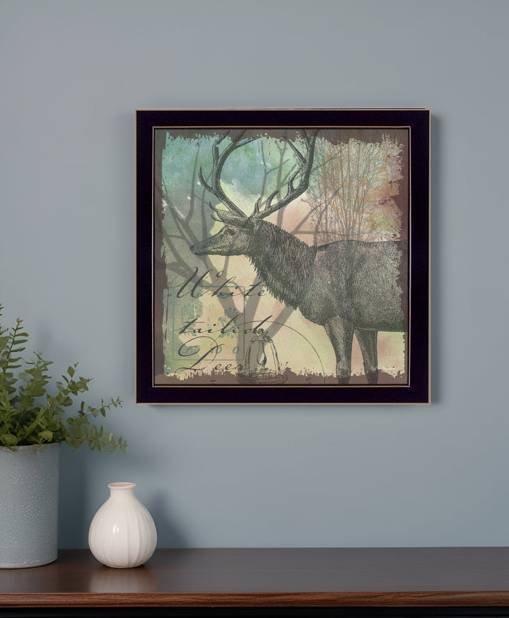 Deer Black Framed Print Wall Art