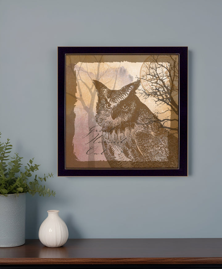 Owl 2 Black Framed Print Wall Art