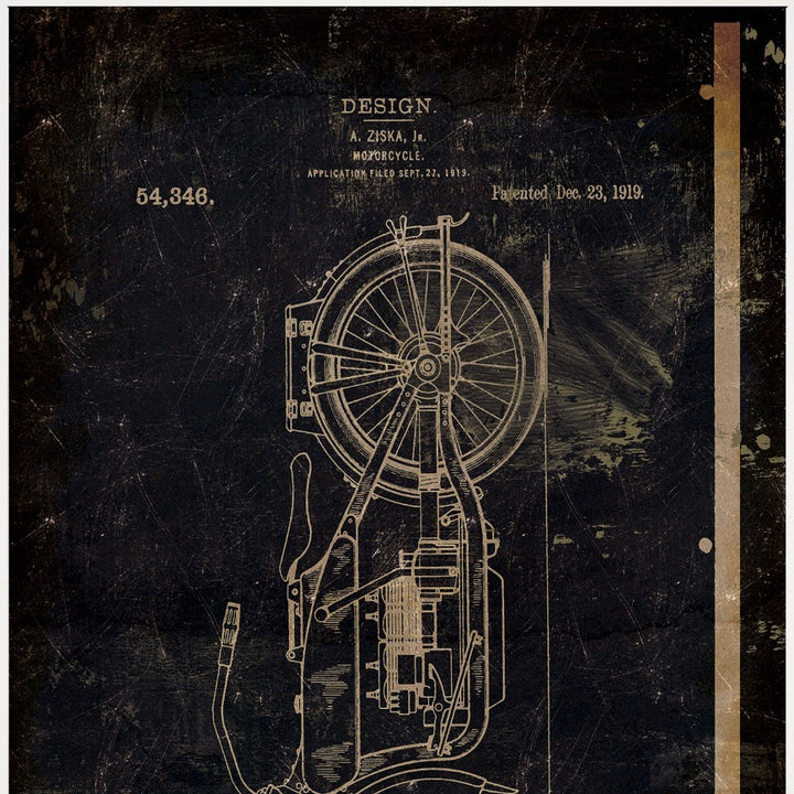 Motor Bike Patent I 1 White Framed Print Wall Art