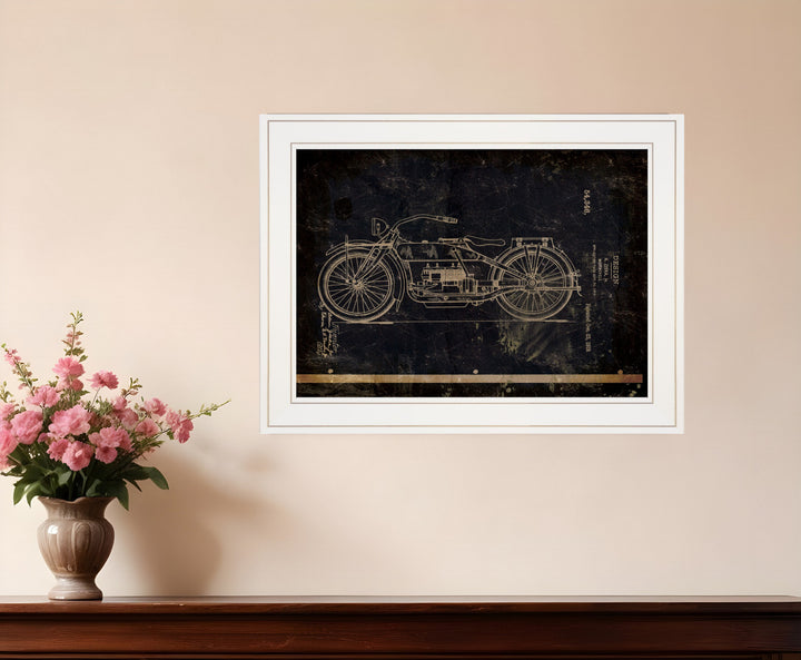 Motor Bike Patent I 1 White Framed Print Wall Art