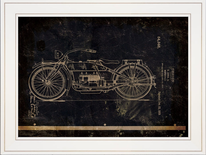 Motor Bike Patent I 1 White Framed Print Wall Art