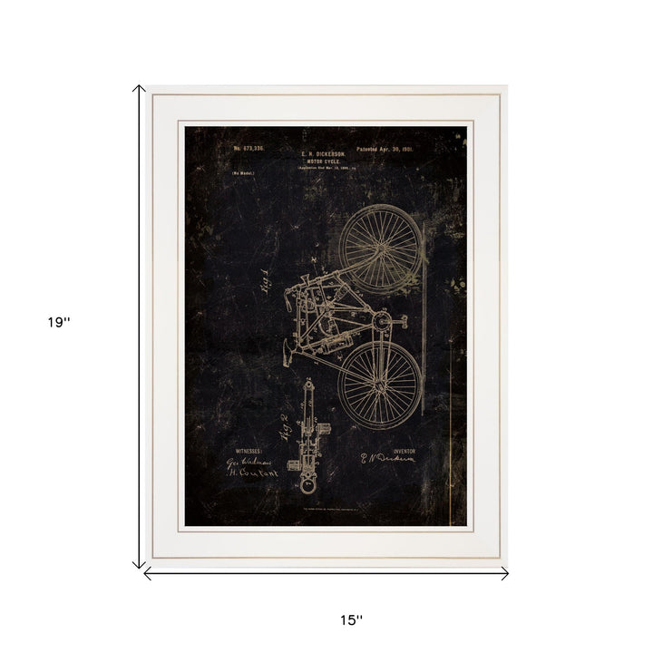 Motor Bike Patent I 3 White Framed Print Wall Art