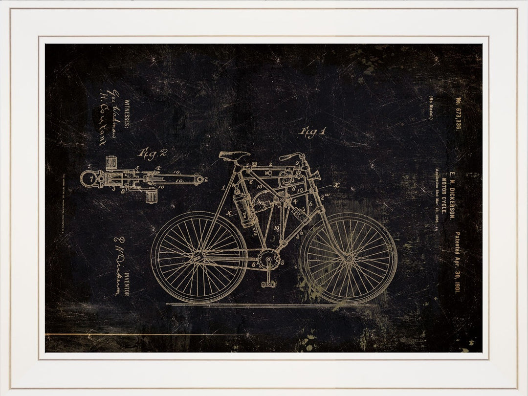 Motor Bike Patent I 3 White Framed Print Wall Art