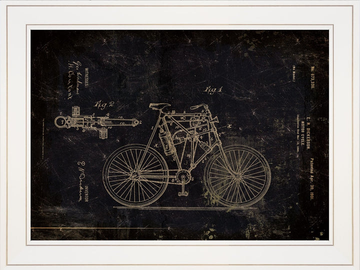 Motor Bike Patent I 3 White Framed Print Wall Art