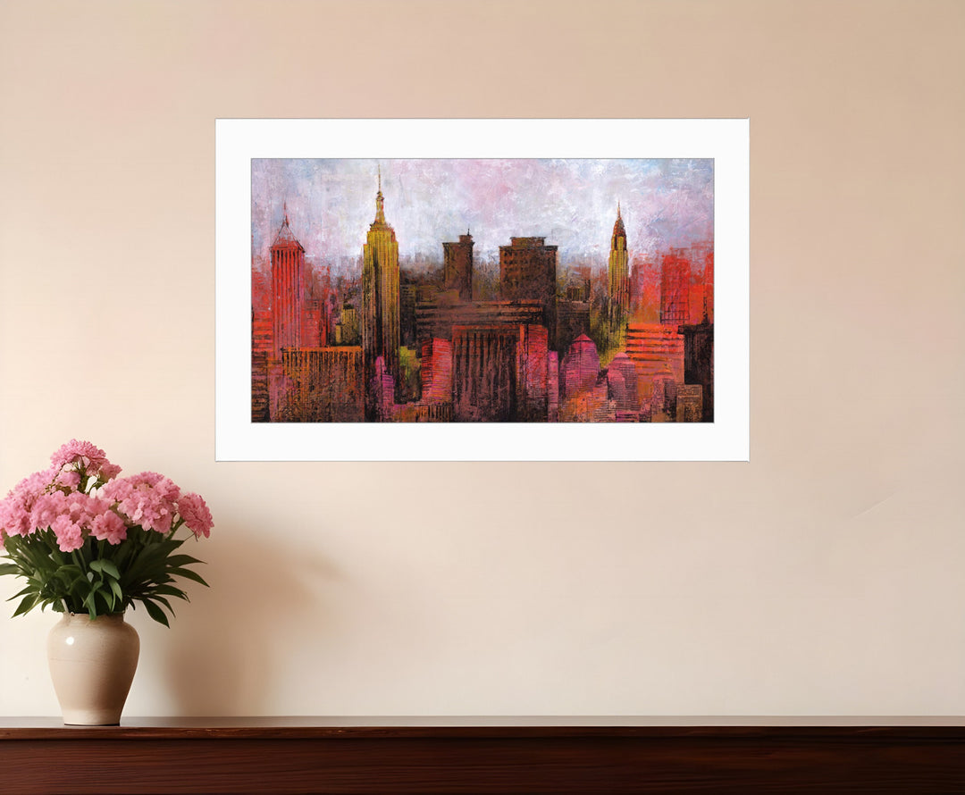 NYC Skyline 1 White Framed Print Wall Art