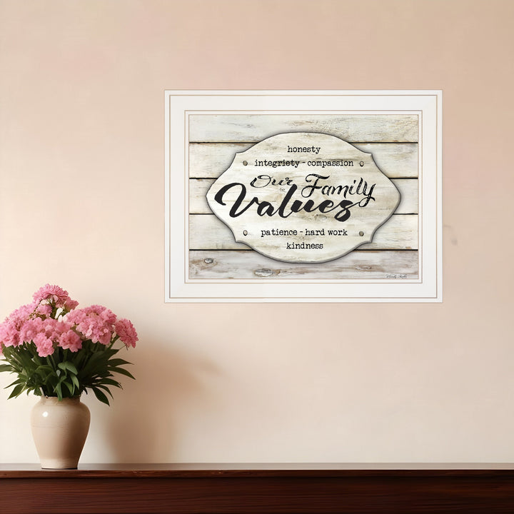 Our Family Values 2 White Framed Print Wall Art