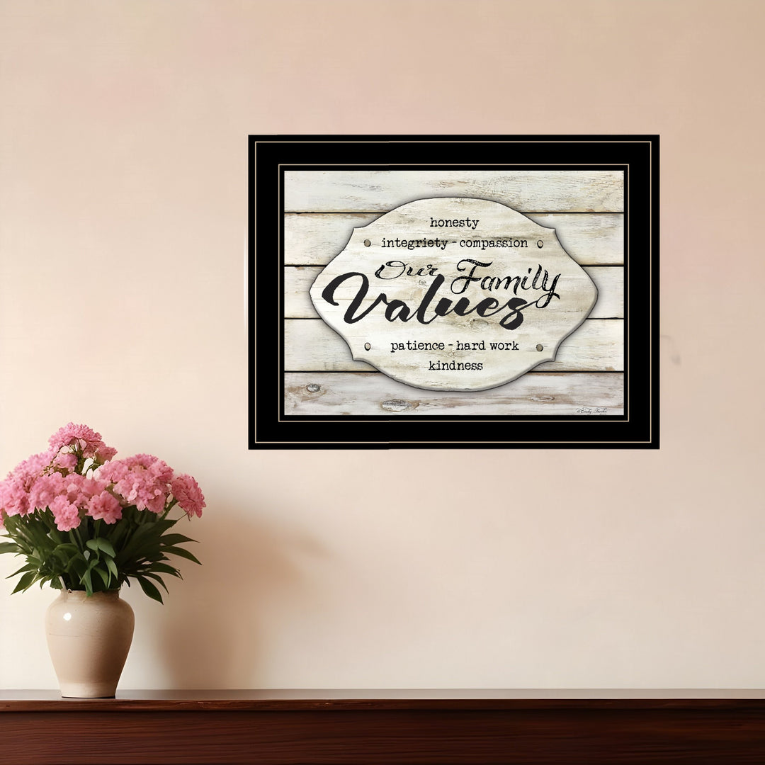 Our Family Values 3 Black Framed Print Wall Art