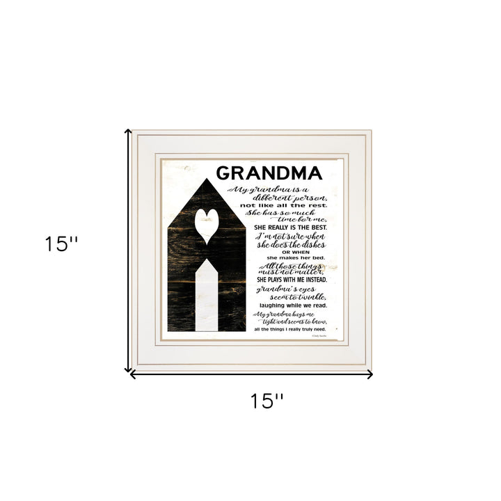 My Grandma White Framed Print Wall Art