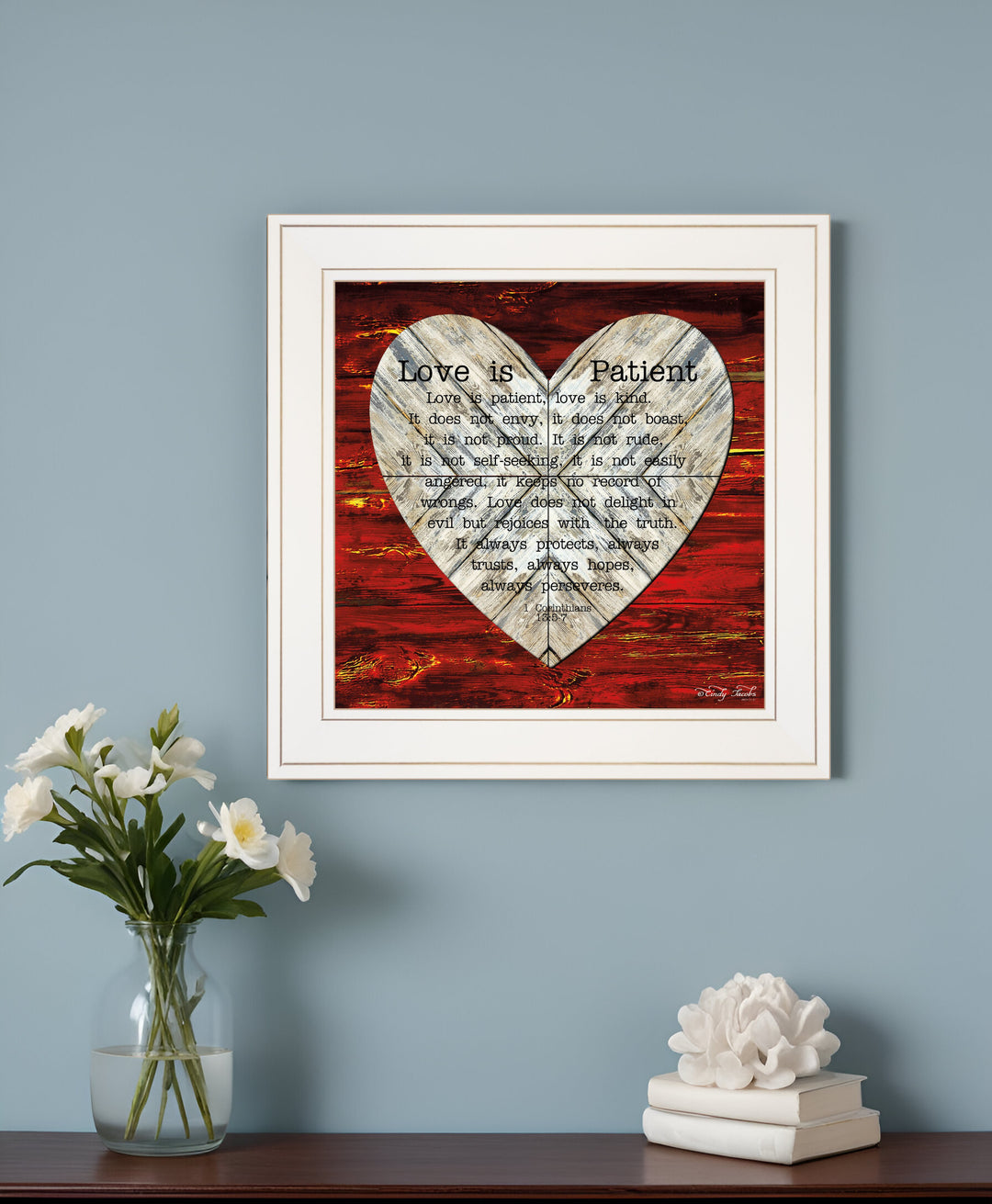 Love is Patient 1 White Framed Print Wall Art