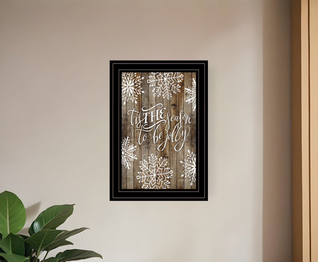 Tis the season Snowflakes 2 Black Framed Print Wall Art