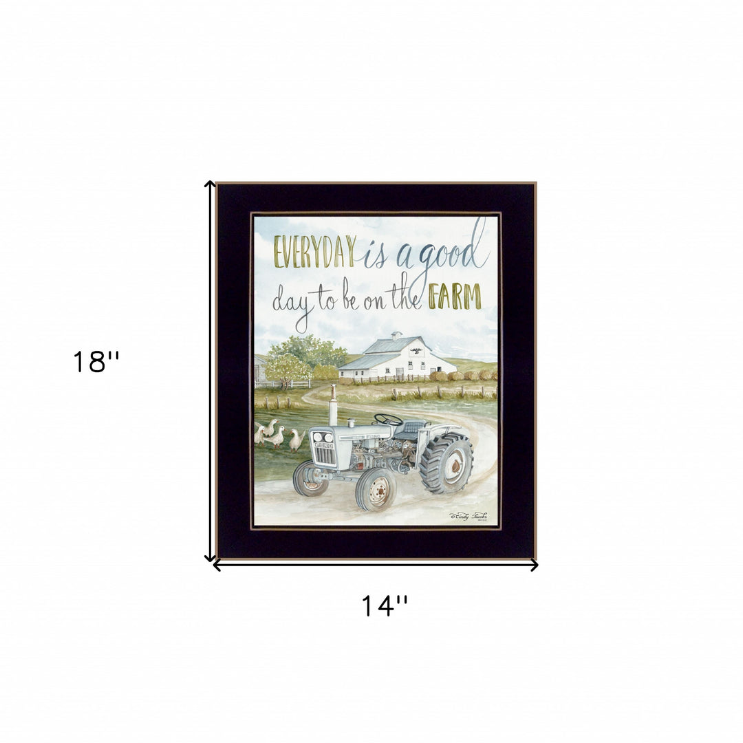 Good Day Antique Ford Tractor Black Framed Print Wall Art