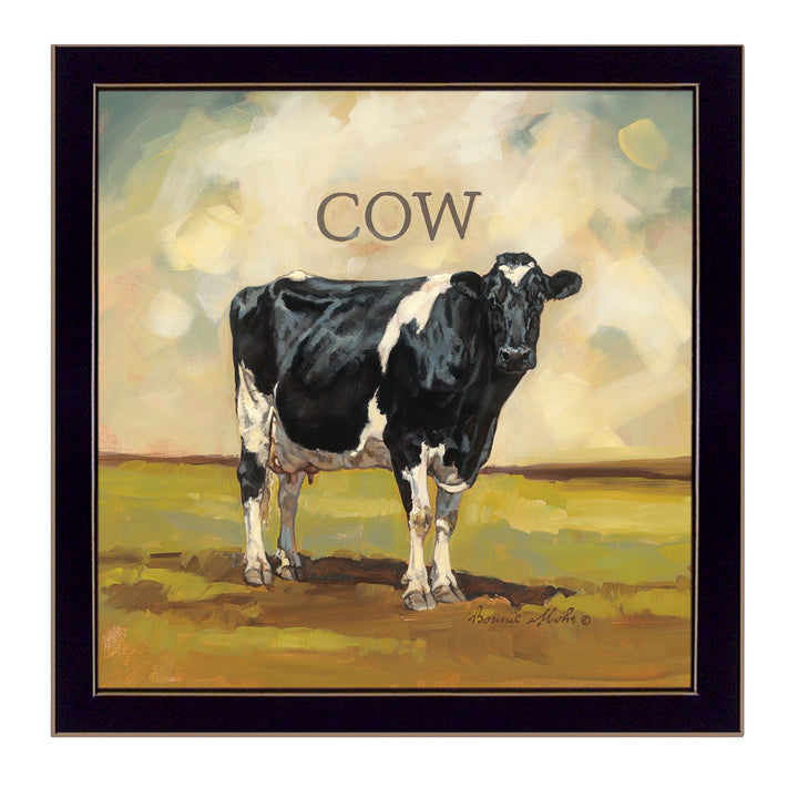 Colby the Cow Black Framed Print Wall Art