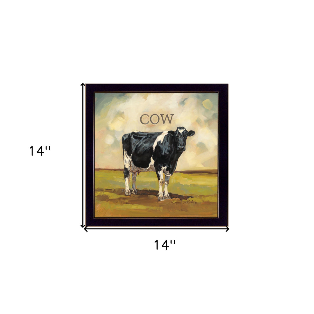 Colby the Cow Black Framed Print Wall Art