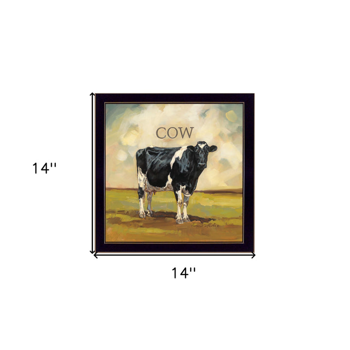 Colby the Cow Black Framed Print Wall Art