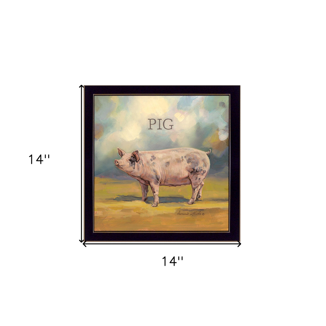 Piper the Pig Black Framed Print Wall Art