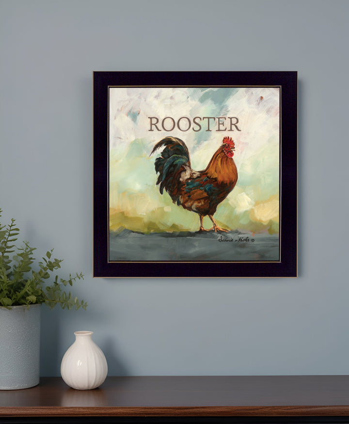 Raleigh the Rooster Black Framed Print Wall Art