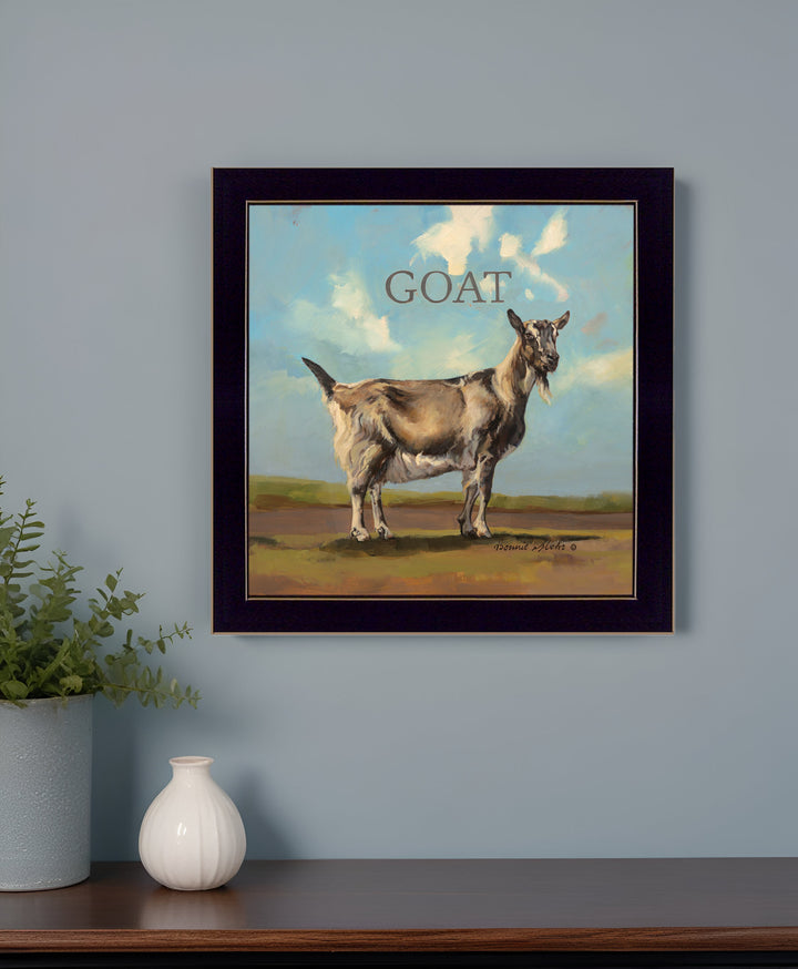 Gracey the Goat Black Framed Print Wall Art