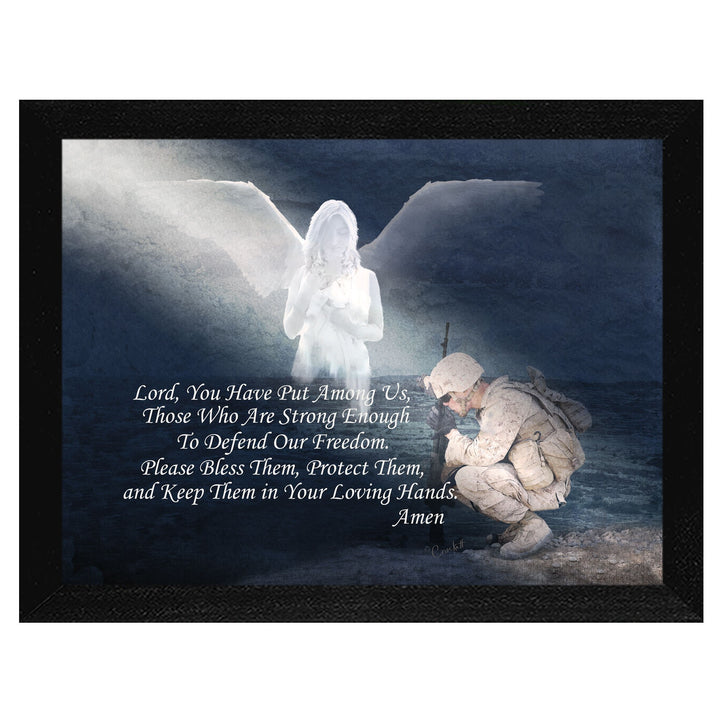 Protect our Soldiers Black Framed Print Wall Art