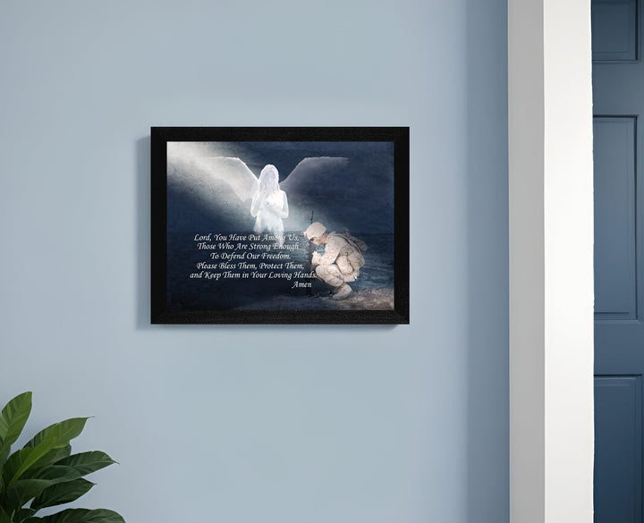 Protect our Soldiers Black Framed Print Wall Art