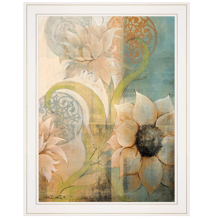 Meandering Flowers I 1 White Framed Print Wall Art