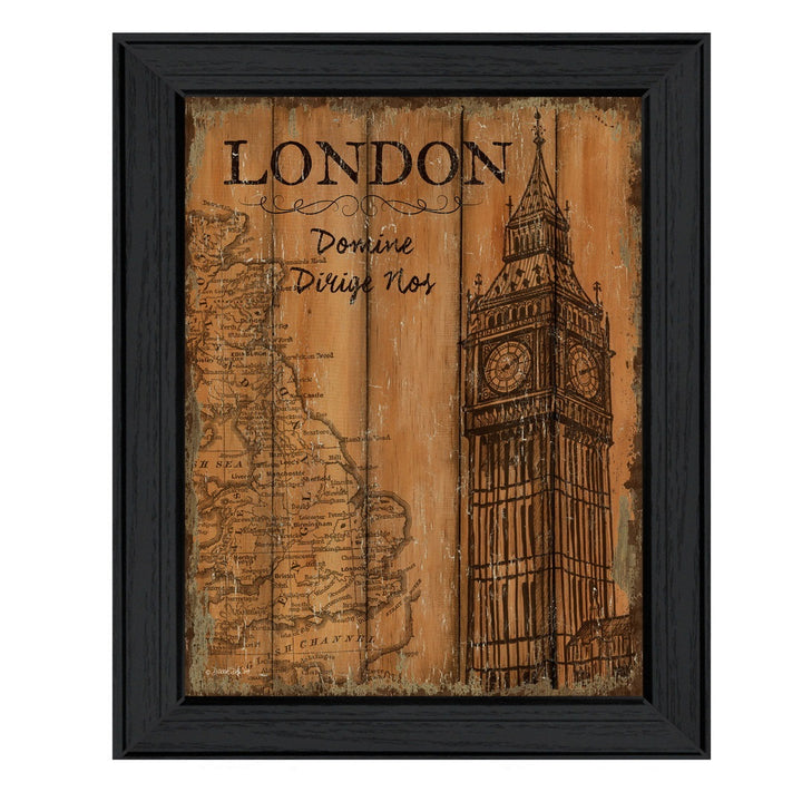 London Travel Poster Black Framed Print Wall Art