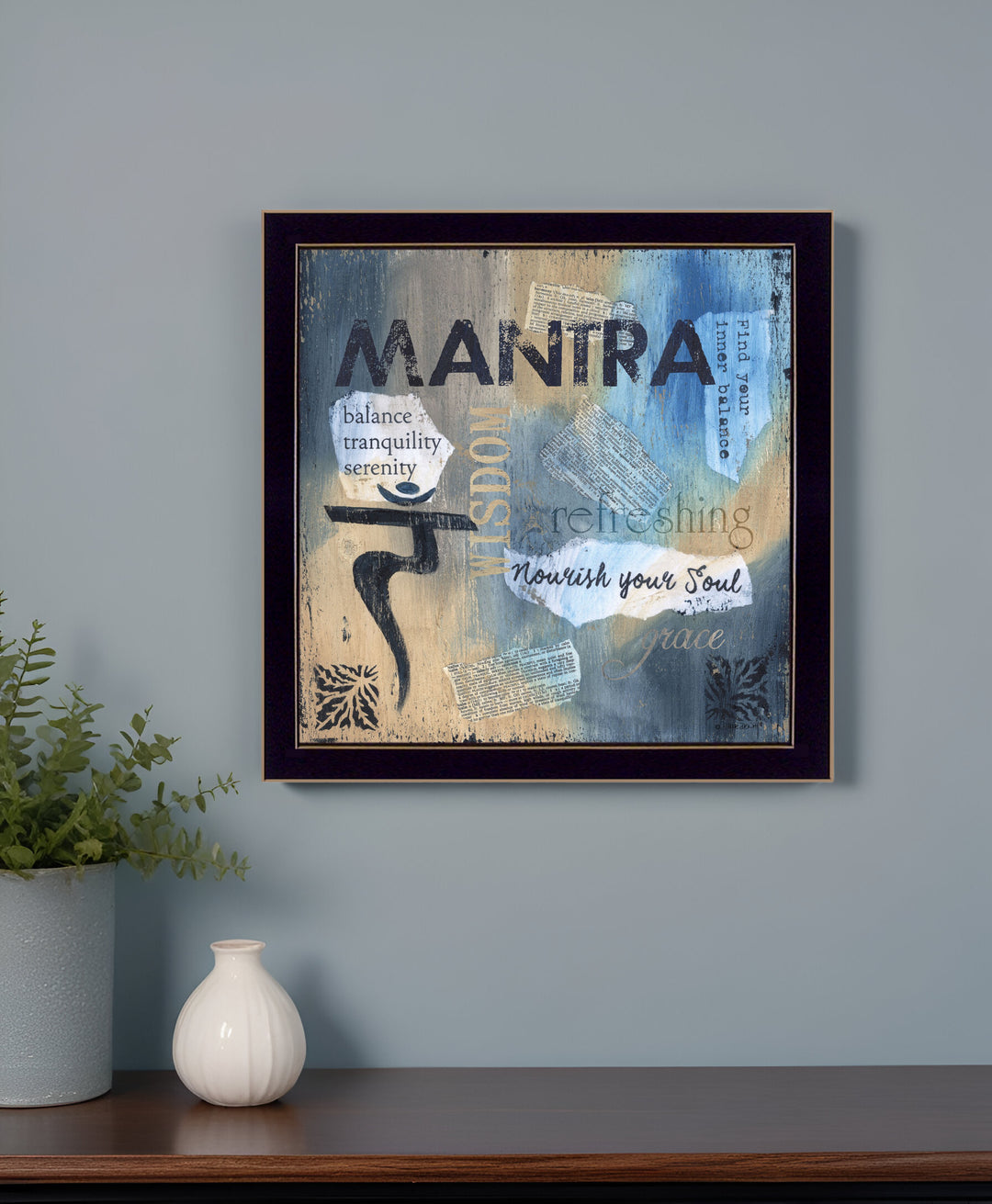 Yoga Series Mantra Black Framed Print Wall Art