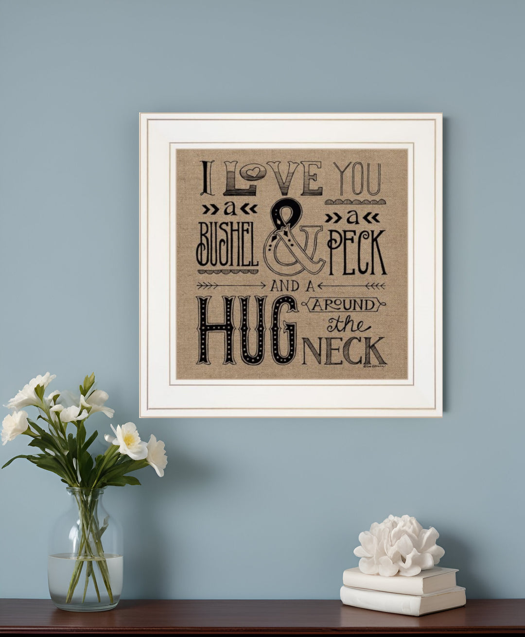 Hugs Around the Neck 1 White Framed Print Wall Art