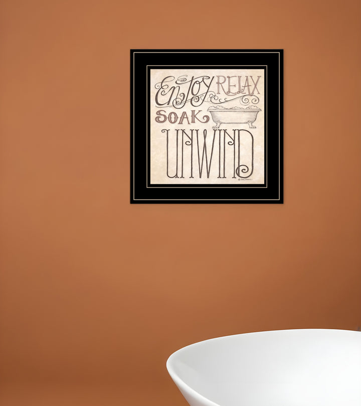 Soak and Relax 3 Black Framed Print Bathroom Wall Art