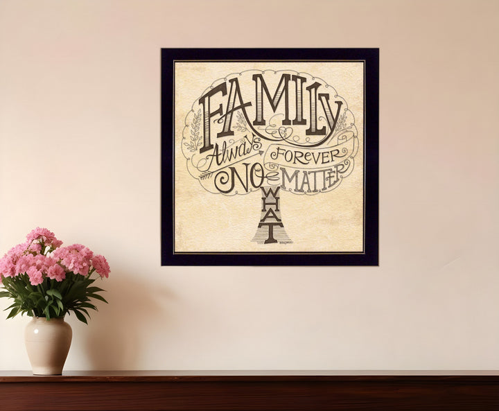 Family Always and Forever Black Framed Print Wall Art