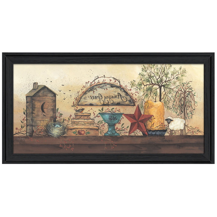 Amazing Grace Shelf 3 Black Framed Print Wall Art