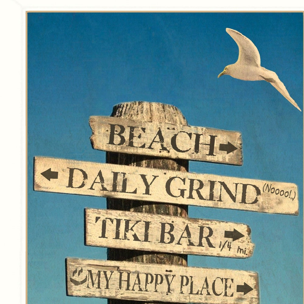 Beach Directional 2 White Framed Print Wall Art