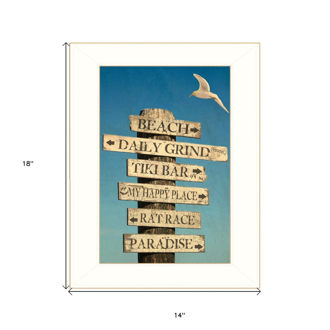 Beach Directional 2 White Framed Print Wall Art