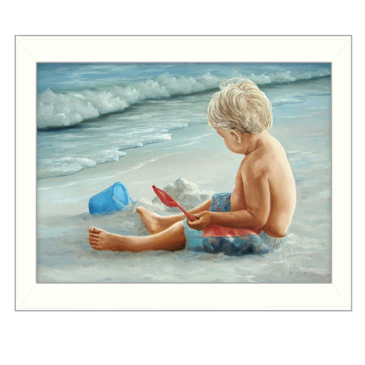 In the Sand White Framed Print Wall Art