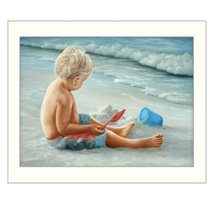 In the Sand White Framed Print Wall Art