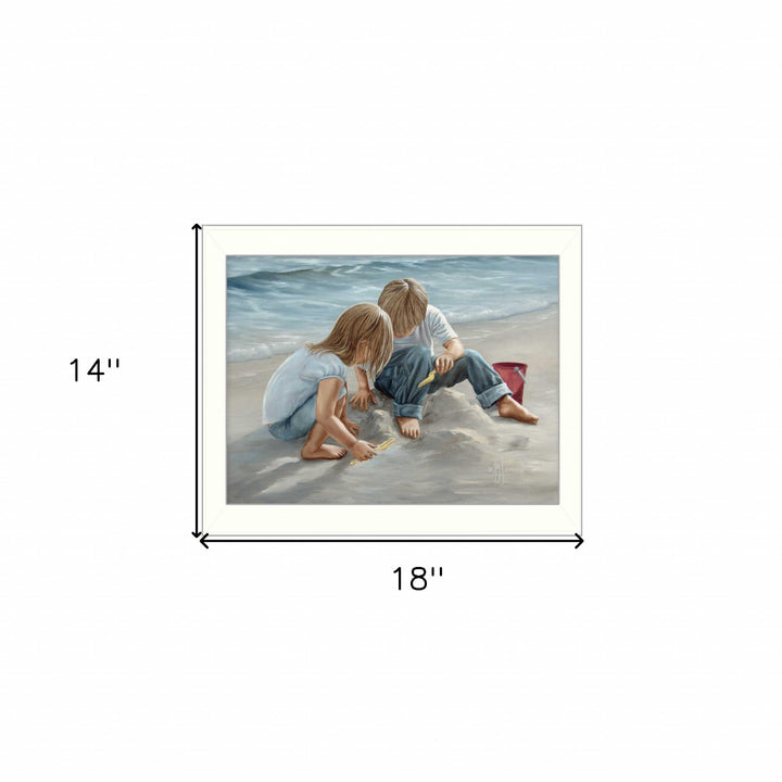 Sand Castle Builders 1 White Framed Print Wall Art