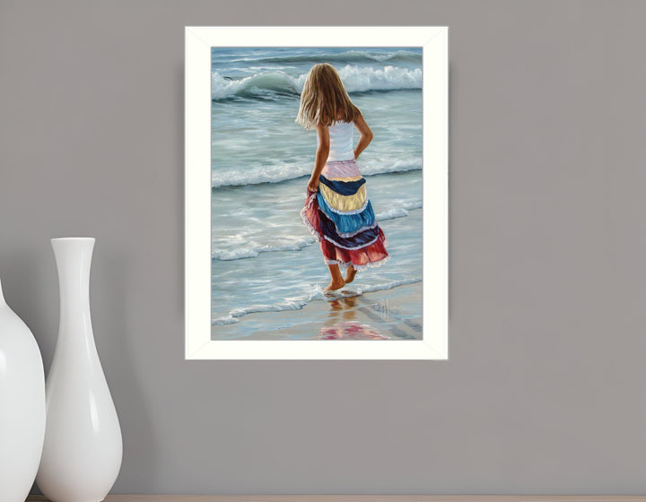 The Striped Skirt White Framed Print Wall Art