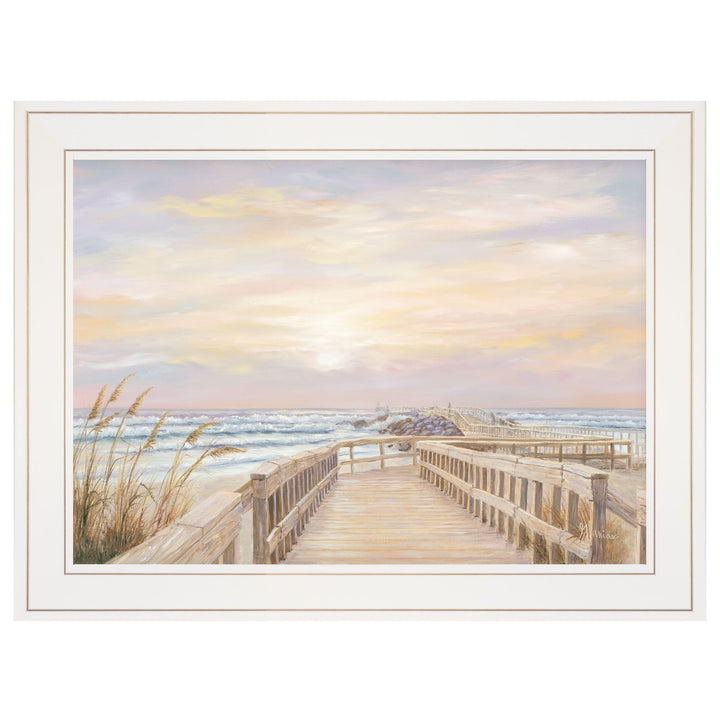 Ponce Inlet Jetty Sunrise 2 White Framed Print Wall Art