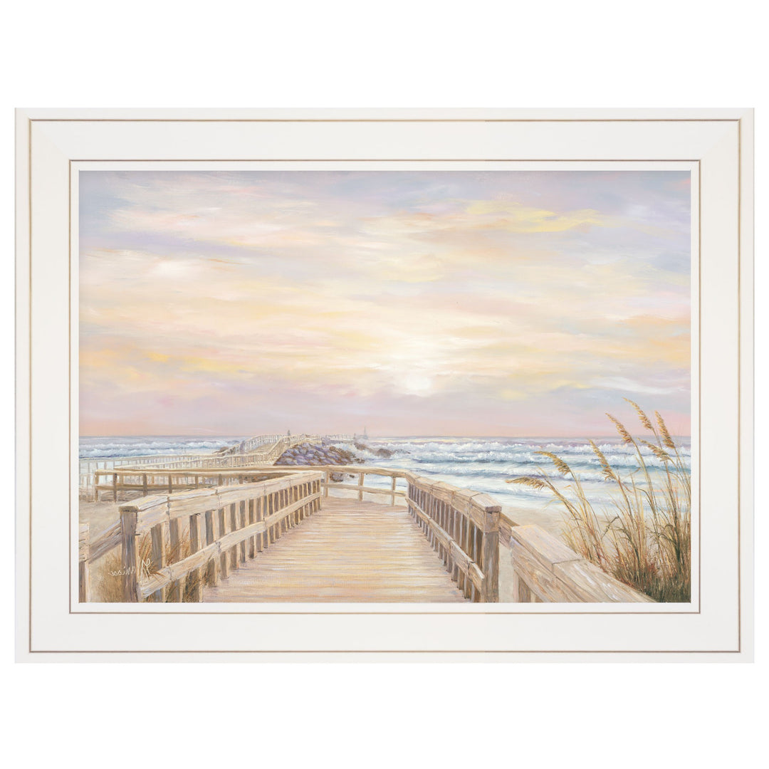 Ponce Inlet Jetty Sunrise 2 White Framed Print Wall Art